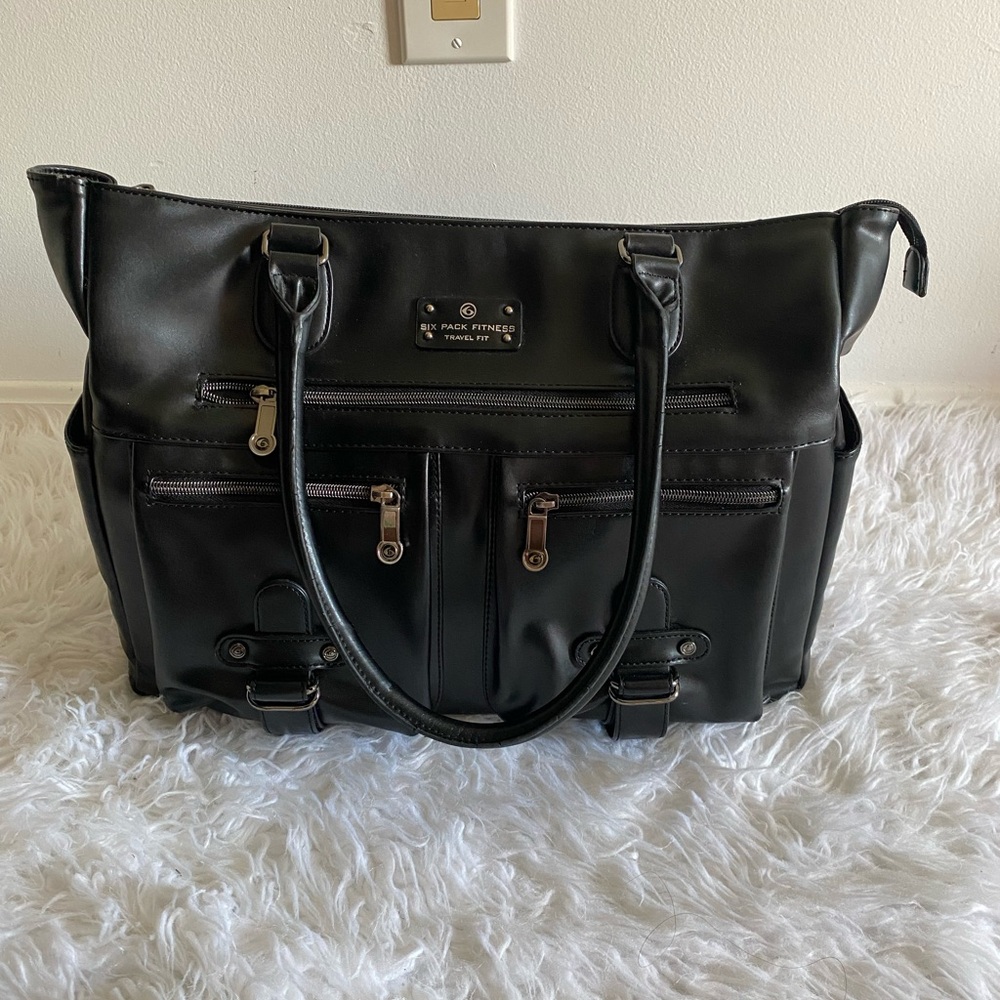 Six Pack Fitness Black Travel Fit Tote Bag